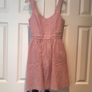 Red seersucker Lauren James dress